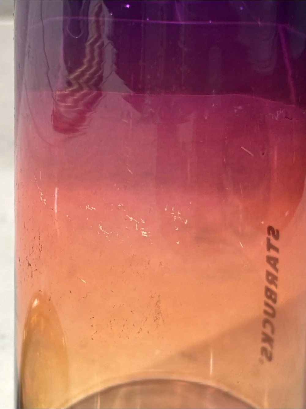 Starbucks 2021 Sunset Ombre 18 oz glass Cup with Leopard Lid and Purple straw